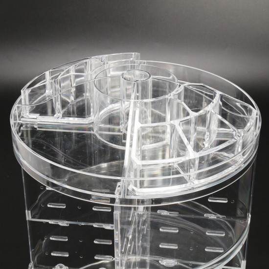 3 Tier Acrylic Cosmetic Makeup Jewelry 360° Rotating Storage Organizer Case