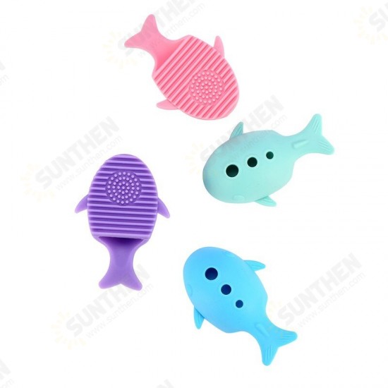 4 Colors Cute Malfunctional Whale Shaped Silicone Makeup Brushes Cleaning Washing Holder Tools