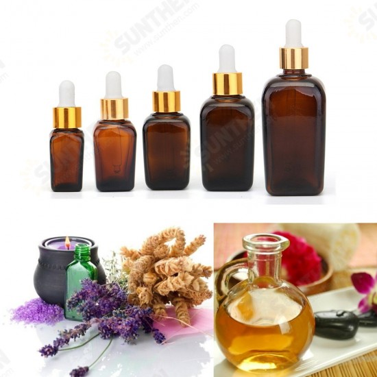 5Pcs Amber Glass Liquid Pipette Perfume Bottles Essential Oil Toner Bottle Reusable Bottle