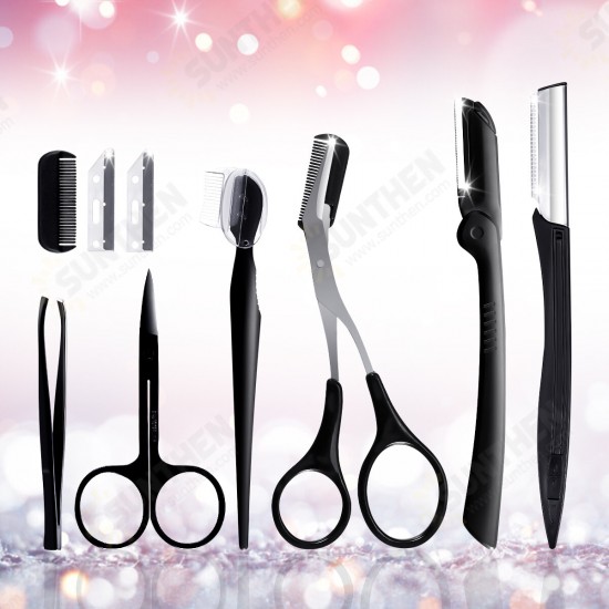 6Pcs Manual Eyebrow Trimming Tool Set Black