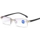 Frameless Diamond Trimming Reading Glasses Anti-blue Light Neutral Reading Glasses With Glasses Box