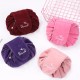 Lazy Big Capacity Cosmetic Bag Flannel Drawstring Travel Makeup Storage Bag