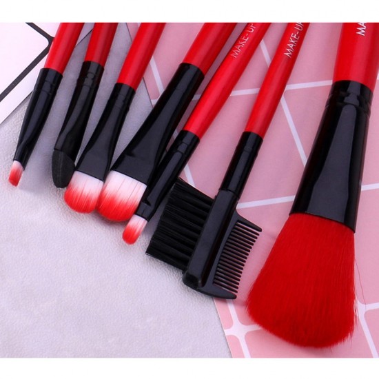 7Pcs Hot Red Makeup Brushes Set Face Eye Makeup Brush Kit Soft Hair Multifunctional Cosmetic Brush