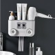 Perforation-free Wall-mounted Multifunctional Plastic Four-cup Toothbrush Holder Set