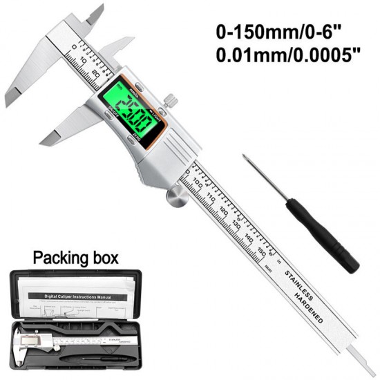 150mm LCD Stainless Steel Digital Caliper with Backlight Electronic Vernier Caliper 6 inch Micrometer Ruler Calipers Measuring Tool