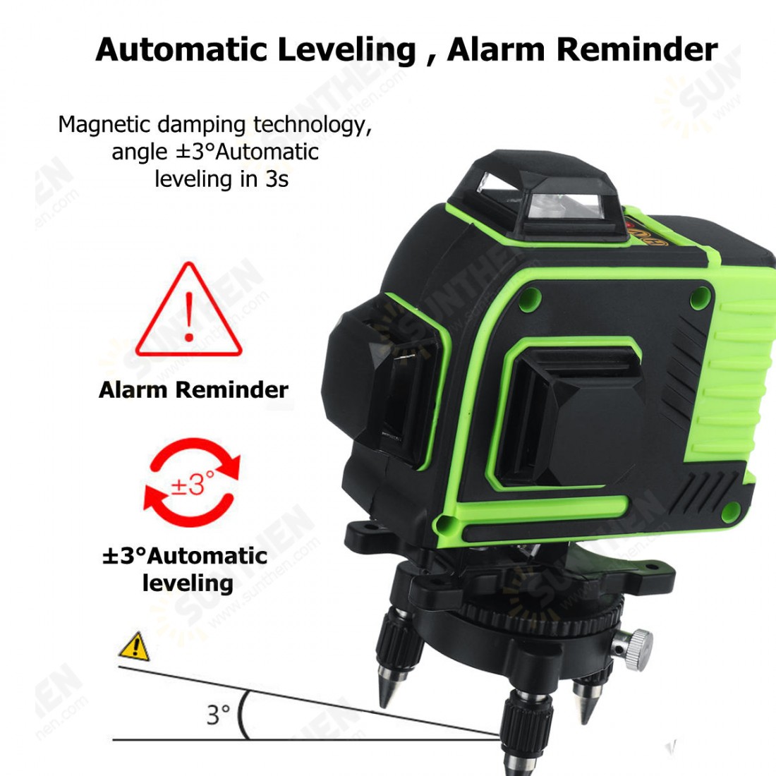 16 Line 360 Horizontal Vertical Cross 3D Green Light Laser Level Self ...