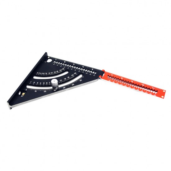 2 In 1 Folding Aluminum Alloy Extendable Arm Work Durable Carpentry Multifunctional Triangle Square Ruler Layout Tool Professional Home