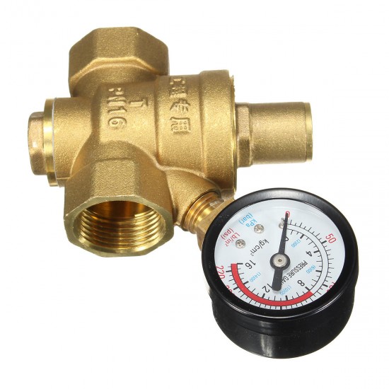 DN20 NPT 3/4inch Adjustable Brass Water Pressure Regulator Reducer with Gauge Meter