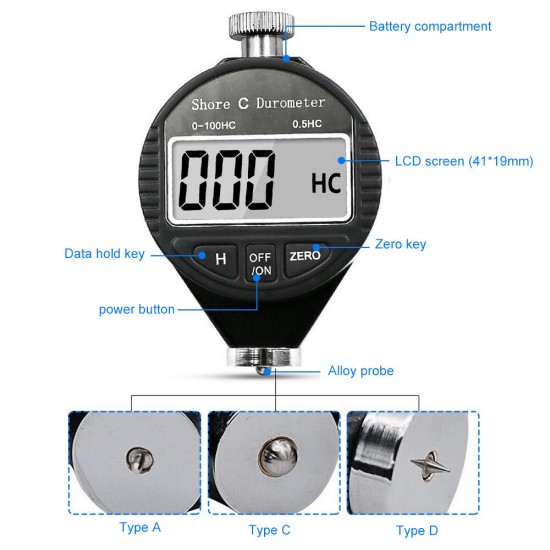 Digital Durometer Shore Hardness Tester High Precision with Automatic Zero Function Portable and Suitable for High Hardness Objects