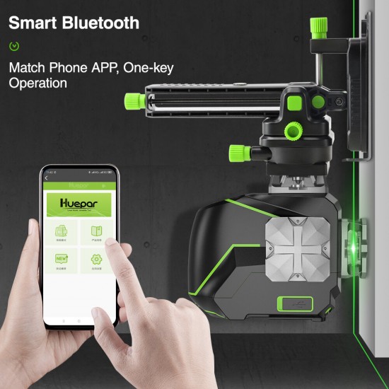 S03CG 3D LCD Display Cross Line Laser Level 12 Lines Green Beam bluetooth & Remote Control Functions with Hard Carry Case