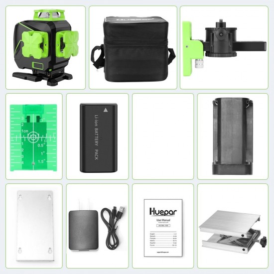 S04CG-L 16 lines 4D Cross Laser Level 4*360° Self-leveling Green Beam Lines USB Charge