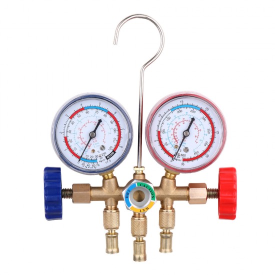 R12 R22 R404A R134A Refrigerant Manifold Gauge Air Condition Refrigeration Set Air Conditioning Tools with Hose and Hook