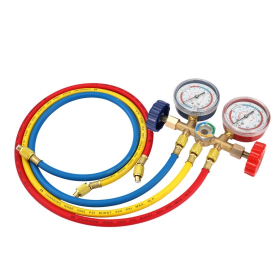 R12 R22 R404A R134A Refrigerant Manifold Gauge Air Condition Refrigeration Set Air Conditioning Tools with Hose and Hook