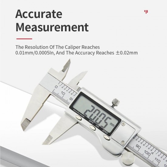 Stainless Steel Digital metal Fraction Caliper 150mm mm/ Inch High Precision large LCD display Vernier Caliper