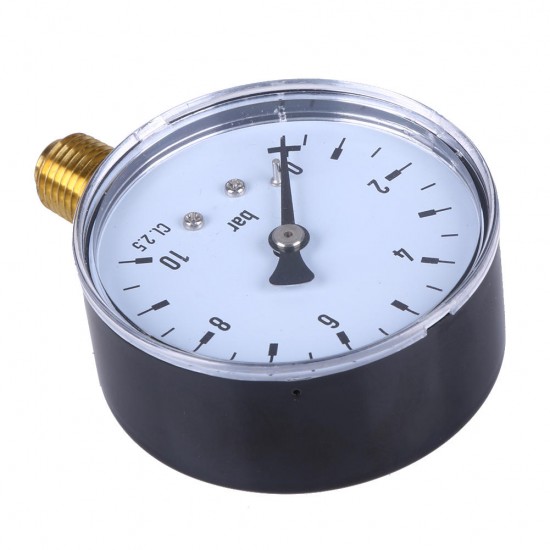 TS-60-10 1/4 Inch NPT Side Mount 10 Bar Metal Water Oil Air Compressor Pressure Gauge Manometer Pressure Measuring Tool