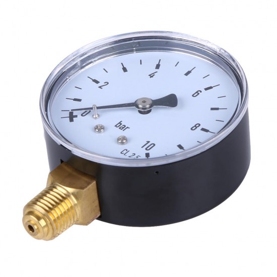 TS-60-10 1/4 Inch NPT Side Mount 10 Bar Metal Water Oil Air Compressor Pressure Gauge Manometer Pressure Measuring Tool