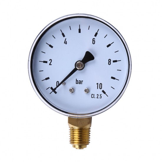 TS-60-10 1/4 Inch NPT Side Mount 10 Bar Metal Water Oil Air Compressor Pressure Gauge Manometer Pressure Measuring Tool