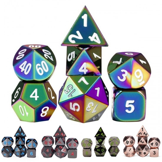 7 Pcs/Set Metal Dice Set Role Playing Dragons Table Game With Cloth Bag Bar Party Game Dice