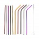 Set of 10 Multi-Color Stainless Steel Straws Drinking Tumblers Cold Beverage Cup Straw w/ Brush