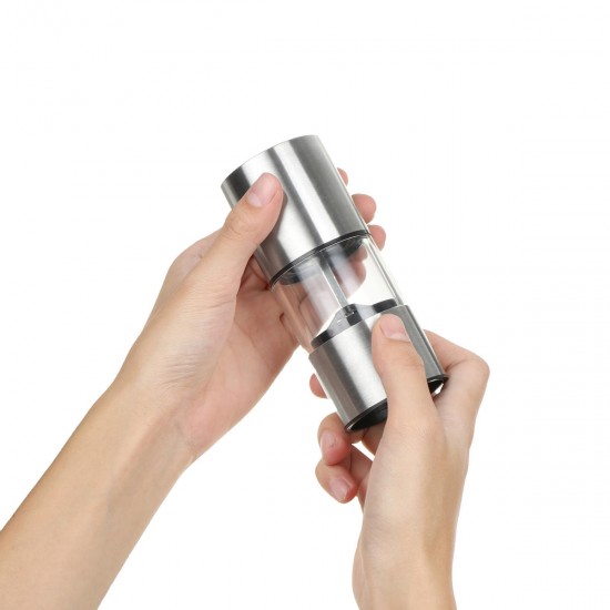 Stainless Steel Glass Salt & Pepper Mill Spice Grinder Adjustable Cooking