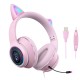 AKZ-023 Cat Ear Wired Headset USB 7.1 Channel Stereo Sound Head-mounted Luminous RGB Gaming Headphone with Sound Card Noise-canceling Microphone for PC