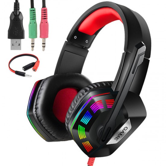 M1 Gaming Headset Surround Sound Music Earphones USB 7.1 & 3.5mm Wired RGB Backlight Game Headphones with Mic