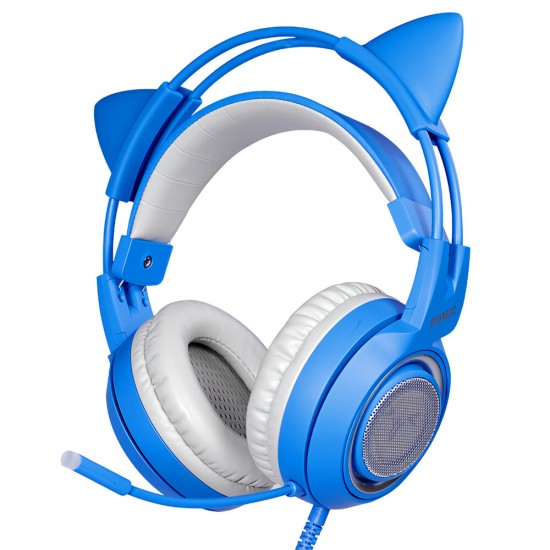 G952S Blue Cute Gaming Headset 3.5mm Plug Wired Stereo Sound Headphone with Microphone for Computer PC Gamer Girls Kids Gifts