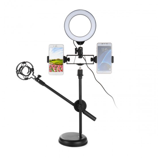 Dimmable LED Ring Light Kit+Light Stand 6500K Camera Photo Video Desktop Lamp