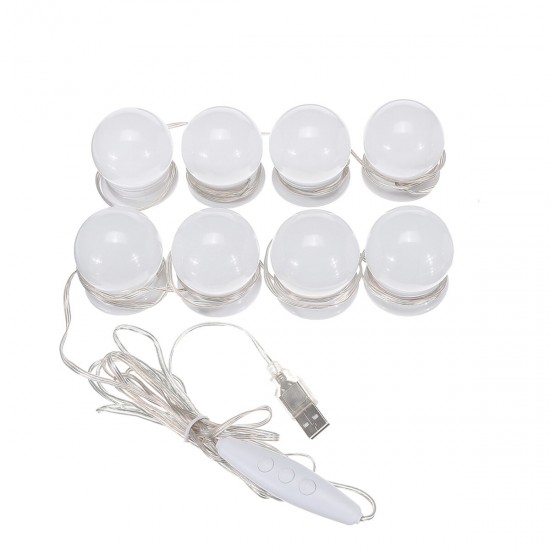 Dimmable Mirror Light Kit USB 8 LED Bulbs Vanity Makeup Dressing Table Hollywood Style