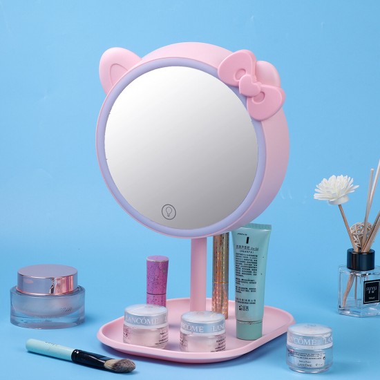 LED Makeup Mirror USB Touch Screen Tabletop Cosmetic Vanity Light Make Up Mirror