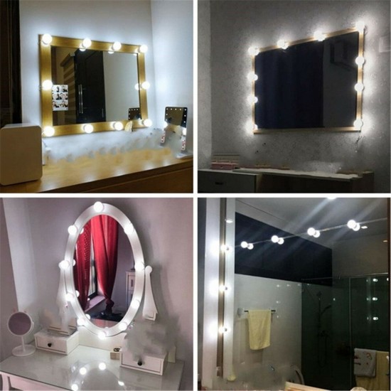 Tri-Color Dimmable USB 6/10/14LEDs Vanity Mirror Lamp Kit Makeup Headlight Dresser Lamp