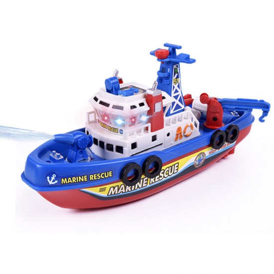 Electric Boat Toy Music Sound Light Glowing Water Spray Model Building Toy