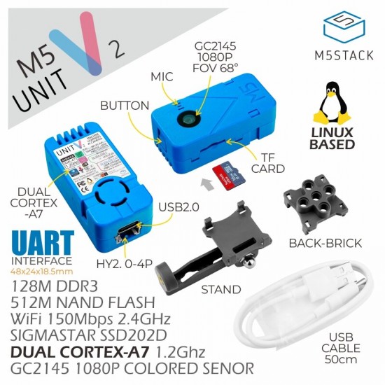 UnitV2 The Standalone AI Camera for Edge Computing SSD202D AI Recognition Industrial Visual Identification 1080P with Microphone