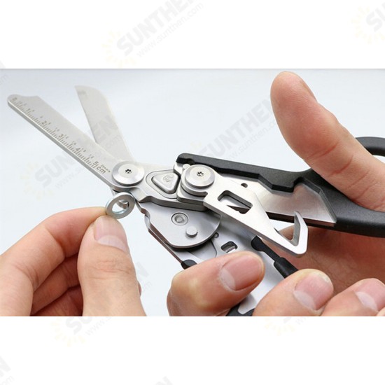 6 in 1 Multifunction Emergency Response Shears with Strap Cutter and Glass Black with Compatible Holster