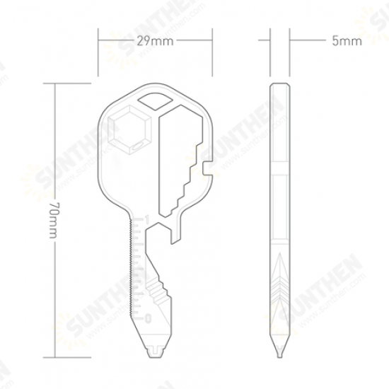 Multi-Tool Key Multifunctional Key Pendant Wrench Set Universal Keys Gear Clips Measuring Adjustable Portable Home Hand Tool