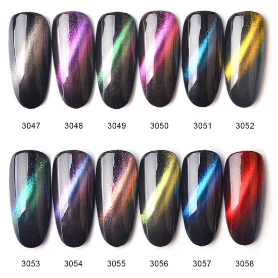 12 Colors Cat Eyes Nail Gel Color Coat Soak-Off Anti UV Needed LED Lasting Magical Nail Polish