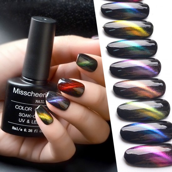 12 Colors Cat Eyes Nail Gel Color Coat Soak-Off Anti UV Needed LED Lasting Magical Nail Polish