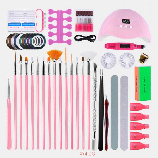 Manicure Gel Nail Polish Kit Electric Nail Drill Phototherapy Machine Set Painted Pen Manicure Set