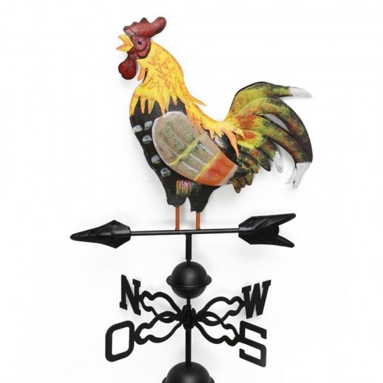 Professional Decor Wind Direction Durable Iron Structure Yard Colorful Craft Easy Use Garden Retro Rooster Design Weather Vane