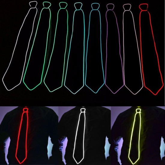 Battery Powered LED Light Up El Wire Tie Adjustable Necktie for Party Halloween Wedding DC3V