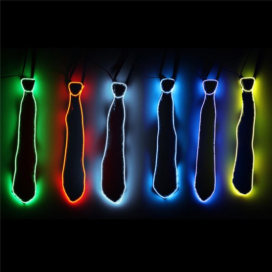 Battery Powered LED Light Up El Wire Tie Adjustable Necktie for Party Halloween Wedding DC3V