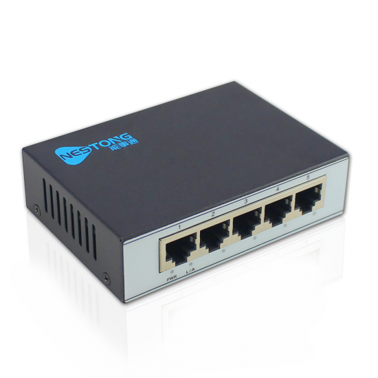 NST-BZ-511 5 Ports 100M Network Switch Mini Ethernet Switch Metal Network Hub Splitter for Monitor Camera