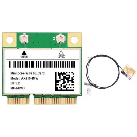 AX210HMW WiFi 6E Wireless Network Card 5G Dual Band 2400Mbps WiFi Card Mini-pcie 5.2 bluetooth