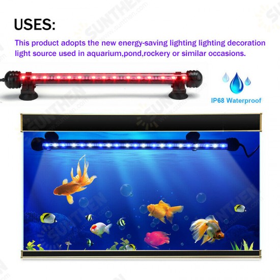 28cm RGB APP LED Aquarium Fish Tank Light Submersible Waterproof Bar Strip Lamp