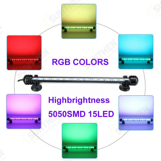 28cm RGB APP LED Aquarium Fish Tank Light Submersible Waterproof Bar Strip Lamp