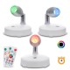 2PCS Battery Powered RGB LED Cabinet Light Spotlights with Two Remote Controls for Wardrobe Kitchen