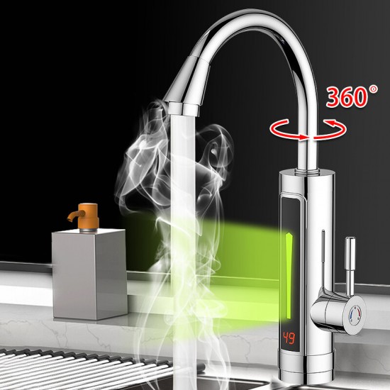 3300W Light Temp Display Electric Heater Instant Heating Hot Water Tap Faucet