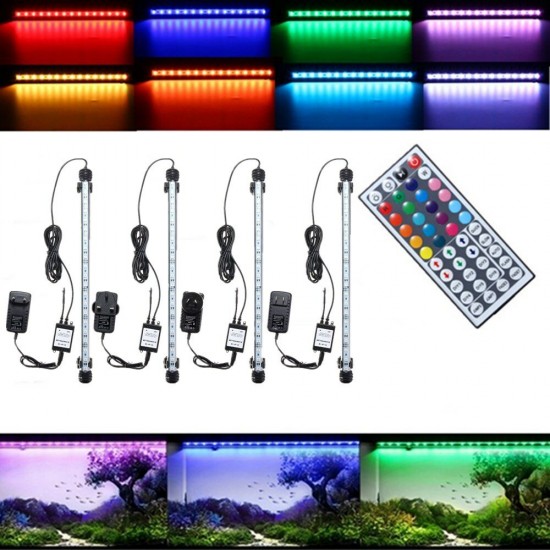 38CM 5.9W RGB LED Aquarium Fish Tank Light SMD5050 Color Changing Bar Submersible Lamp + Remote Control AC110-240V