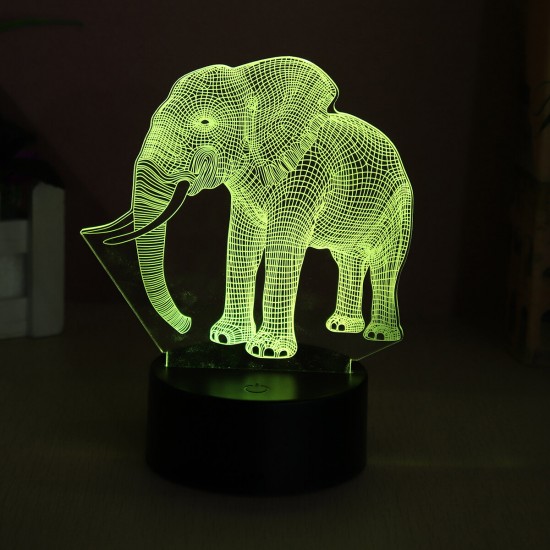 3D Acrylic LED 7/16 Colors Colorful Night Lights Elephant Model Remote Control Touch Switch Night Light