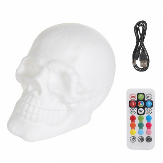 3D Colorful LED Skull Night Light Remote Control Stress Relief USB Rechargeable